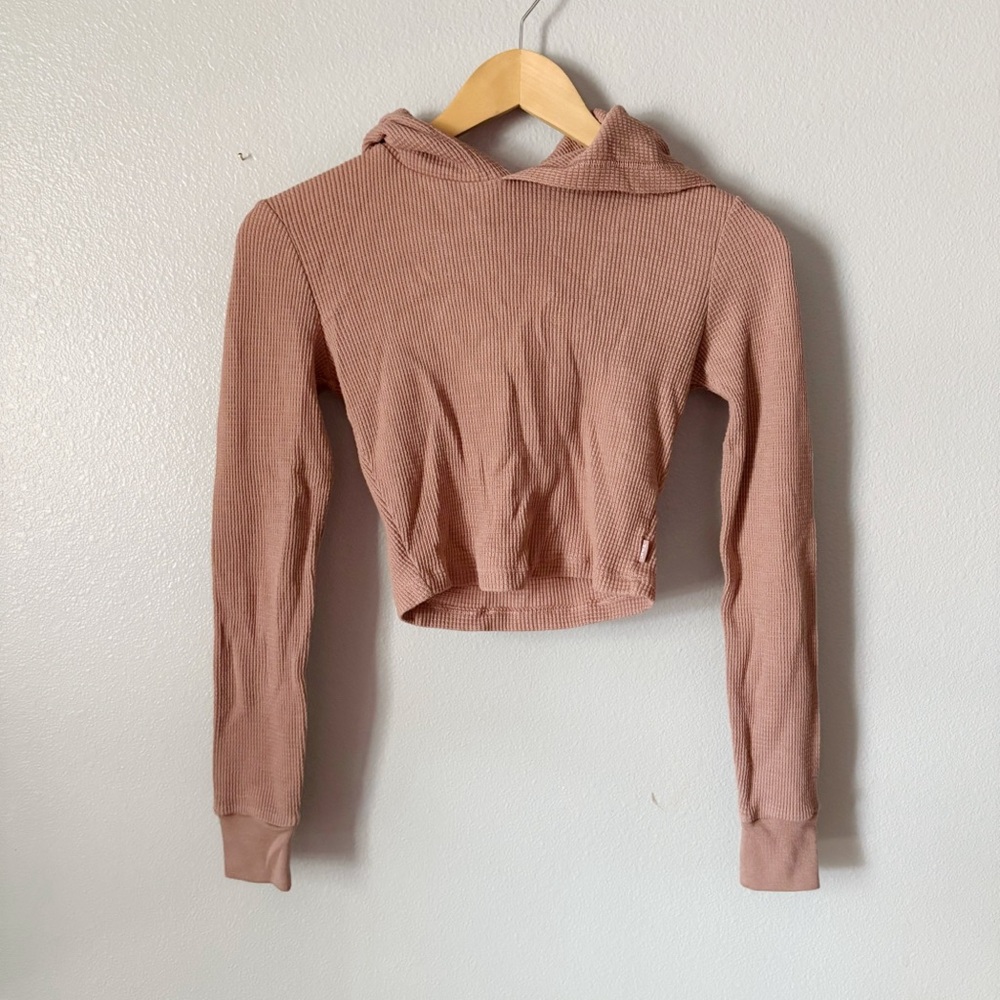 TNA Ribbed Crop Hoodie - Pink